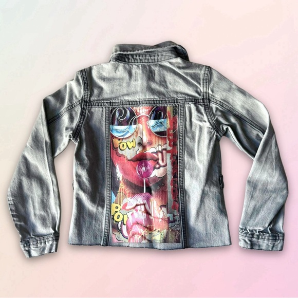 Vintage Youth, Custom, Pop Art, Distressed Fitted Jean Jacket - Picture 2 of 16